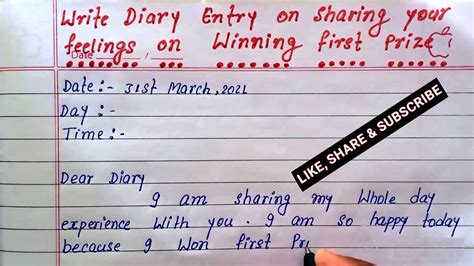 Diary Entry Diary Entry Format Diary Writing Writing English Writing Handwriting |EngTeach ...