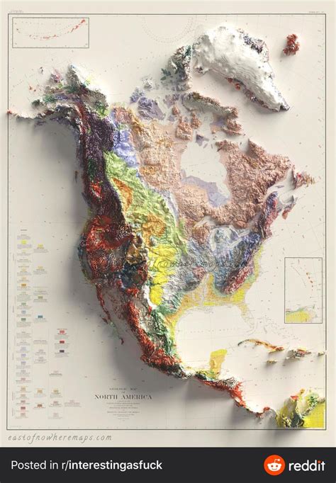 Colored Topographical Map USA | North america map, Geography map, Map