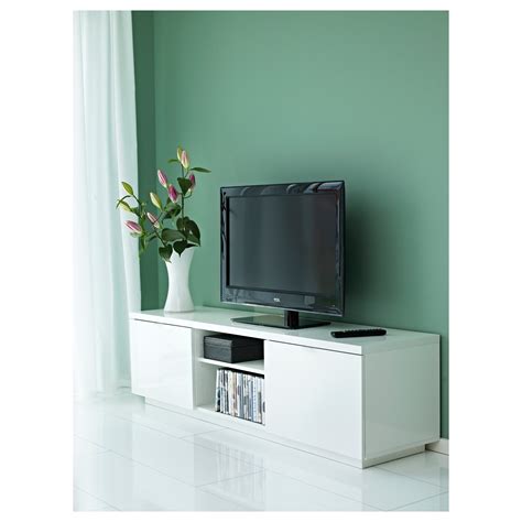BYÅS TV bench, high gloss white, 63x161/2x173/4" (160x42x45 cm) - IKEA