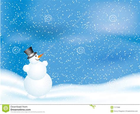 Snowman on snowy night stock vector. Illustration of landscape - 7177368