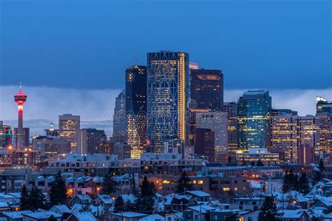 Calgary`s Skyline on a Cold Winter Day Editorial Stock Image - Image of ...