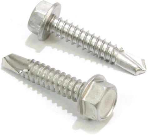 #14 X 1'' Stainless Hex Washer Head Self Drilling Screws, (50 pc) 410 ...