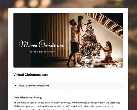 Virtual Christmas card | Free Craft Template