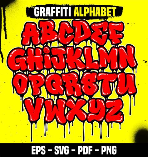 Graffiti Alphabet Dripping Font Red Alphabet Color Dripping Font ...