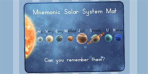 Mnemonic Solar System Mat (teacher made) - Twinkl