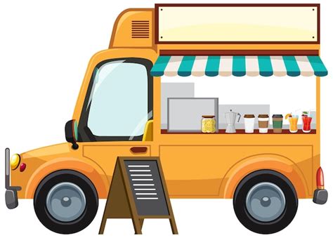 Premium Vector | A cute food truck on white background