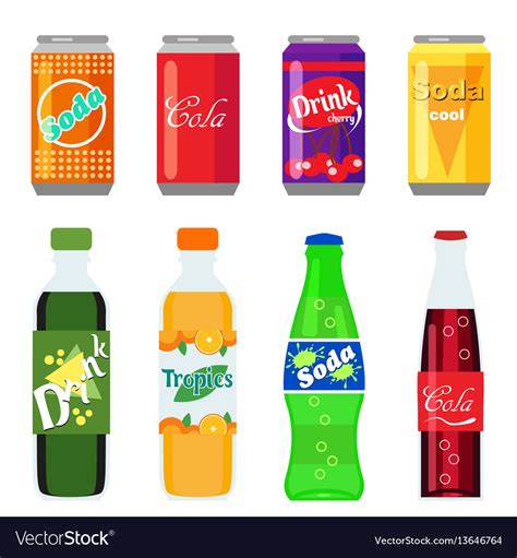 Set of soft drinks in plastic and aluminum Vector Image