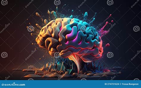 Brain Activity, Digital Art Illustration, Generative AI Stock ...