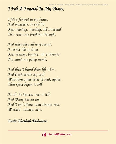 I Felt A Funeral In My Brain, Poem by Emily Elizabeth Dickinson