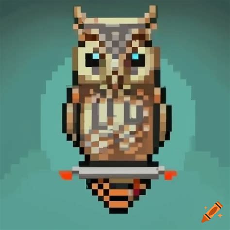 Pixel art sprite of an owl on Craiyon