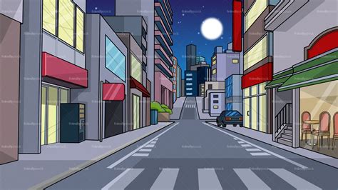 City Street At Night Background Cartoon Clipart Vector - FriendlyStock