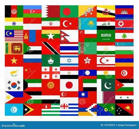 Asia Flags Square Icons Vector Illustration | CartoonDealer.com #31104690