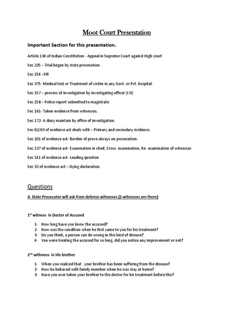 Moot Court Presentation: Important Section For This Presentation | PDF ...