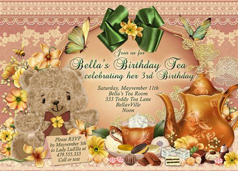 Teddy Bear Tea Party Invitation, Teddy Tea Party, Teddy and Me Tea Party