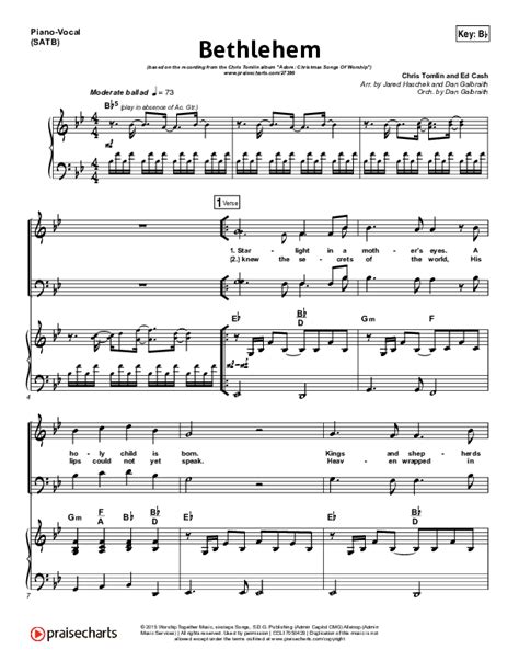 Bethlehem Sheet Music PDF (Chris Tomlin) - PraiseCharts