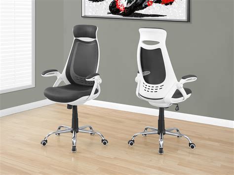 Premium Ergonomic White & Black Mesh Office Chair with Headrest – ComputerDesk.com