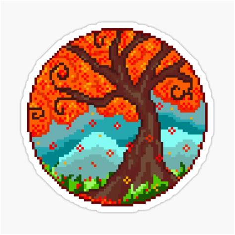 "Autumn Tree Pixel Art" Sticker for Sale by Colourful-Voids | Redbubble