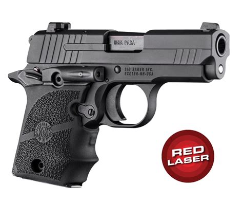 Red Laser Enhanced Grip for SIG SAUER P938 (Ambi Safety): OverMolded Rubber with Finger Grooves ...