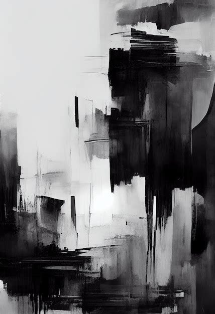 Premium AI Image | Abstract Painting Balck and White Color Modern Art ...