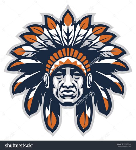 Indian Head Mascot Стоковое векторное изображение 371977882 : Shutterstock | Mascot design ...