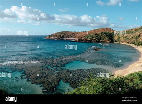 Hanauma bay beach and its coral reef Stock Photo - Alamy