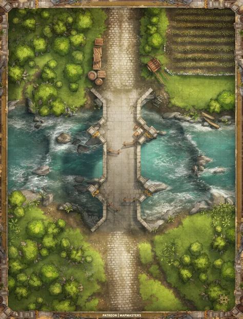 Toll Bridge over Wild River [30x40] [River/Bridge] [Battlemap ...