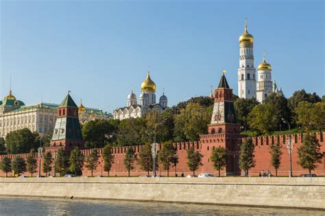 View of the Kremlin Walls with Towers and the Grand Kremlin Palace, Moscow, Russia. Editorial ...