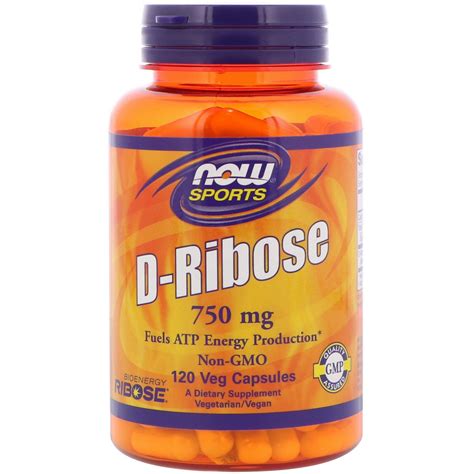 Now Foods, Sports, D-Ribose, 750 mg, 120 Veg Capsules - iHerb