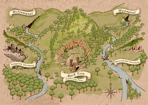 Warrior Cats Clan Territory Map by Daeruth35 on DeviantArt