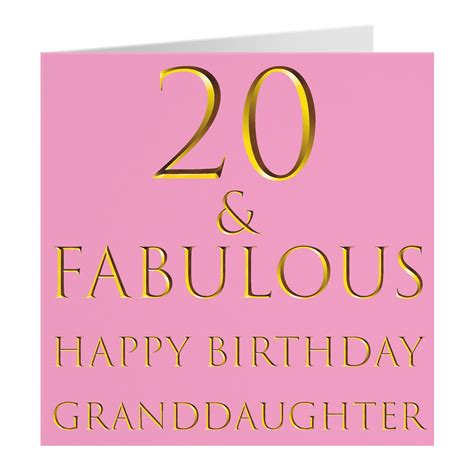 Granddaughter 20th Birthday Card 20 & Fabulous Happy - Etsy