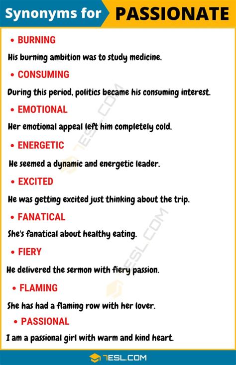 150+ Synonyms for "Passionate" with Examples | Another Word for ...