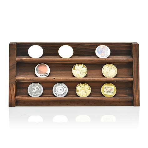 Wooden Challenge Collectible Coin Holder Display Rack Stand Case Shelf Decorations – Alexnld.com