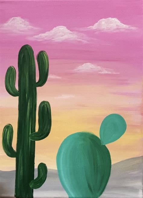 Easy Cactus Painting “Desert Golden Hour” - Step By Step Painting With ...