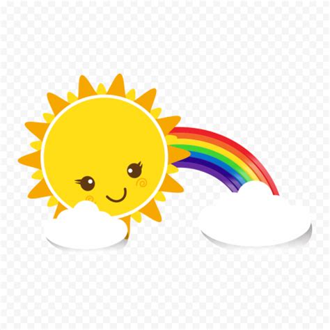 PNG Cartoon Rainbow Sun Clouds Illustration | Citypng