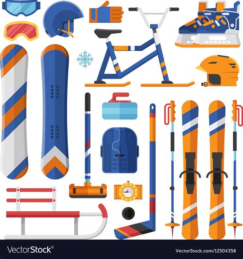 Winter sport equipment and gear Royalty Free Vector Image