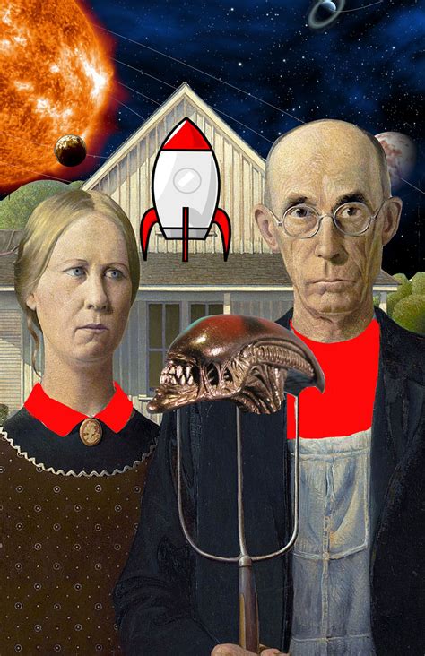 Alien Gothic | American gothic, American gothic parody, Grant wood american gothic