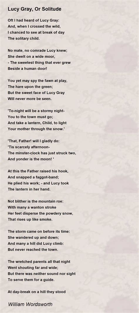 Lucy Gray, Or Solitude - Lucy Gray, Or Solitude Poem by William Wordsworth