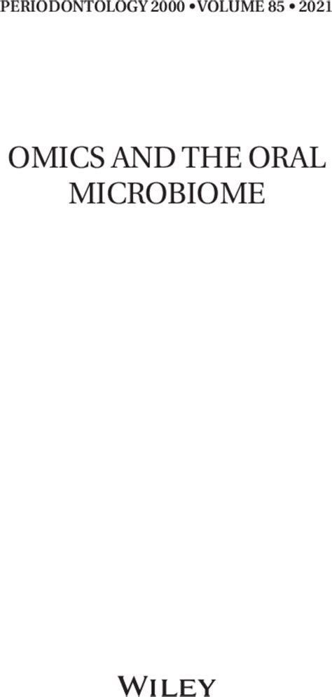 Issue Information - 2021 - Periodontology 2000 - Wiley Online Library