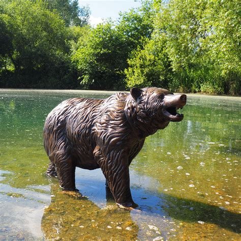 Wild Bear Cub Bronze Metal Garden Statue