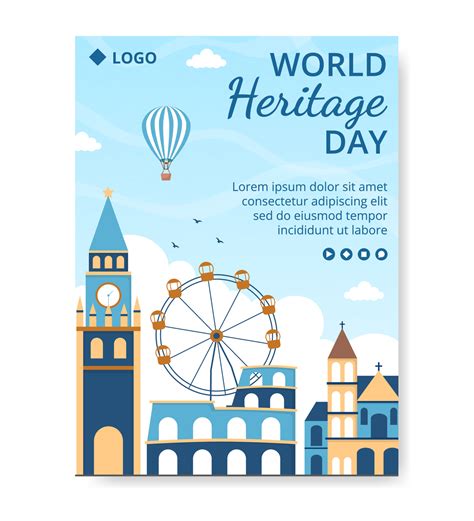 World Heritage Day Poster Template Flat Design Illustration Editable of Square Background ...