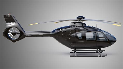 Airbus Helicopter H135 - Eurocopter EC135 Black with cockpit and interior 3D Model $199 - .obj ...