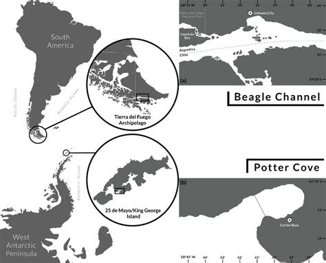 Map of (a) Beagle Channel at Tierra del Fuego Archipelago, South ...