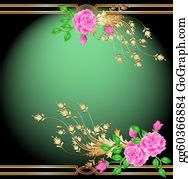 11 Golden Frame Wth Rose Clip Art | Royalty Free - GoGraph