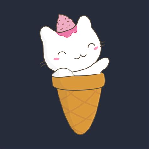 Kawaii Ice Cream Cat - Ice Cream Cone - T-Shirt | TeePublic