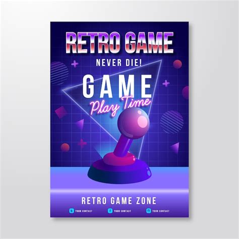 Free Vector | Retro gaming poster template