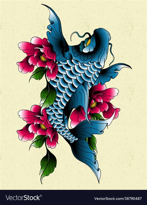 Koi fish tattoo japanese Royalty Free Vector Image