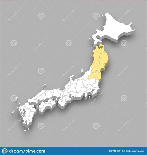 Tohoku Region Location Within Japan Map Vector Illustration ...