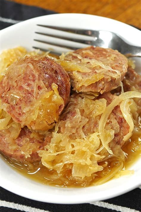 Slow Cooker Sausage and Sauerkraut | Recipe | Slow cooker sausage recipes, Crockpot recipes slow ...