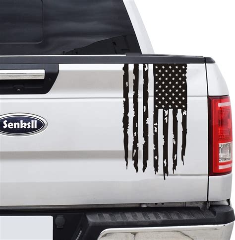Buy Senksll Distressed American USA US Truck Tailgate Vinyl Decal Compatible with Most Pickup ...