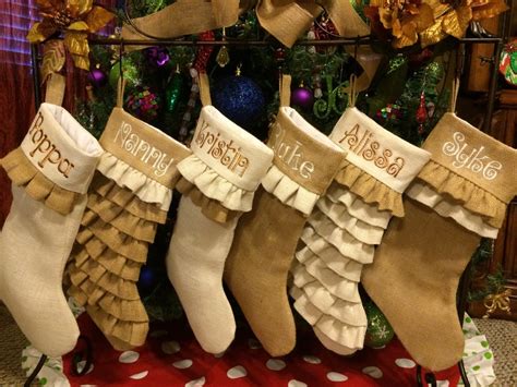 Personalized Burlap Christmas Stockings - Etsy